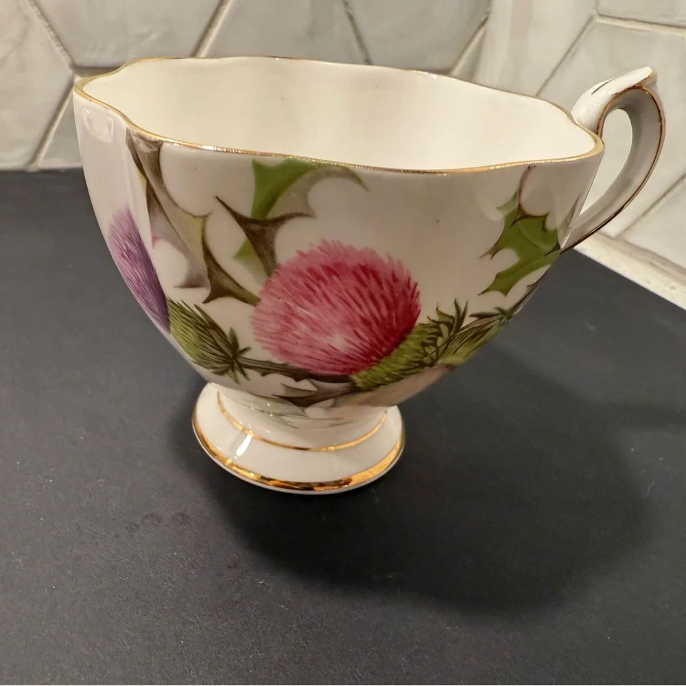 QUEEN ANNE TEA CUP & SAUCER - "DUNDEE THISTLE" FINE BONE CHINA Vintage - Picture 4 of 8